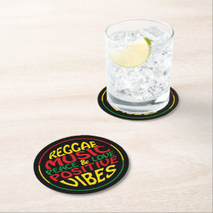 Porta-copo De Papel Redondo Reggae Music com afirmações e citações positivas