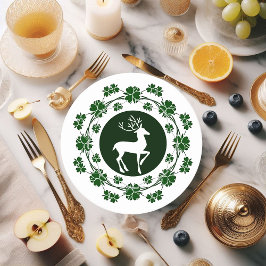 Porta-copo De Papel Redondo Reindeer de Wreath de Natal Verde