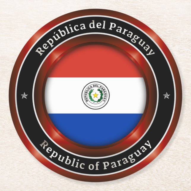 Porta-copo De Papel Redondo Republic of Paraguay (Frente)