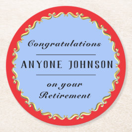 Porta-copo De Papel Redondo Retirement Gold-scroll Design personalize