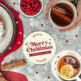 Porta-copo De Papel Redondo Retro Groovy Feliz Feriado de Natal