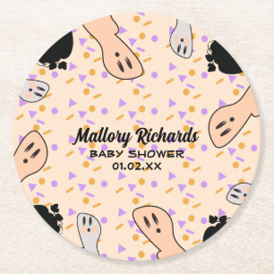 Porta-copo De Papel Redondo Retro Halloween Fantasma Nosso Pequeno Chá de fral