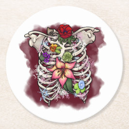 Porta-copo De Papel Redondo Ribcagem Floral de Aquarela