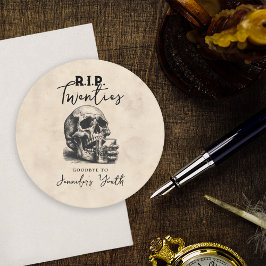Porta-copo De Papel Redondo RIP 20 vezes Vintage Skull aniversário de 30 anos