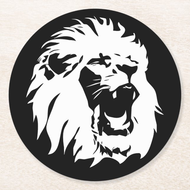 Porta-copo De Papel Redondo Roaring Lion Face (Frente)