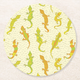 Porta-copo De Papel Redondo Rock Escalando Geckos em amarelo - padrão perfeito
