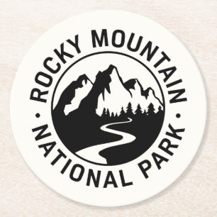 Porta-copo De Papel Redondo Rocky Mountain National Park Emblem