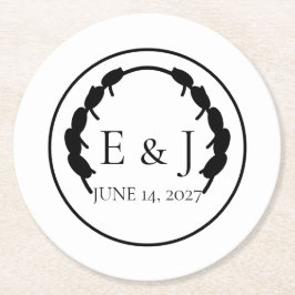 Porta-copo De Papel Redondo Rolo de Coaster de Papel de Casamento com Monogram