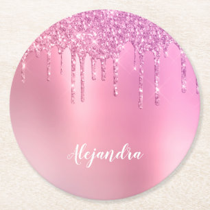 Porta-copo De Papel Redondo Rosa rosa-rosa esplêndido dourado e púrpura gota