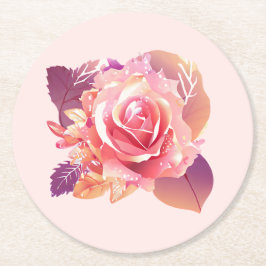 Porta-copo De Papel Redondo Rosa Rosa Rosa Rosa Bela Solteiro