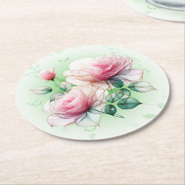 Porta-copo De Papel Redondo Rosas Chiffon