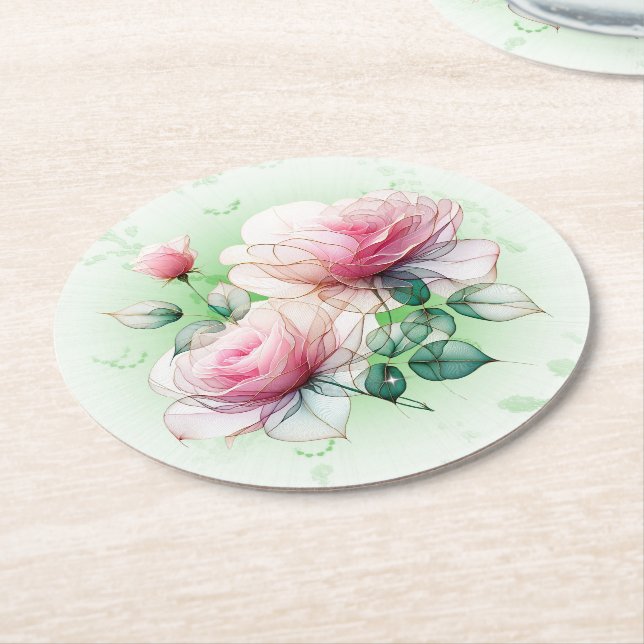 Porta-copo De Papel Redondo Rosas Chiffon (Angulado)