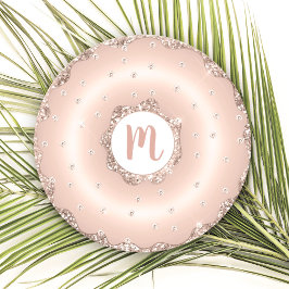 Porta-copo De Papel Redondo Rosca de glitter rosa dourado com monograma em let