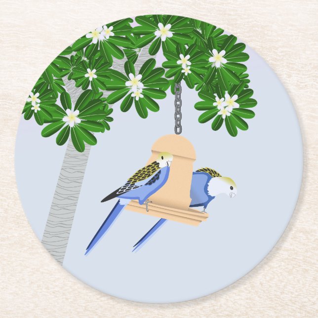 Porta-copo De Papel Redondo Rosellas de peças de Casal bonito (Frente)