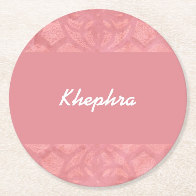 Porta-copo De Papel Redondo Ruddy Pink Batik Name (Frente)