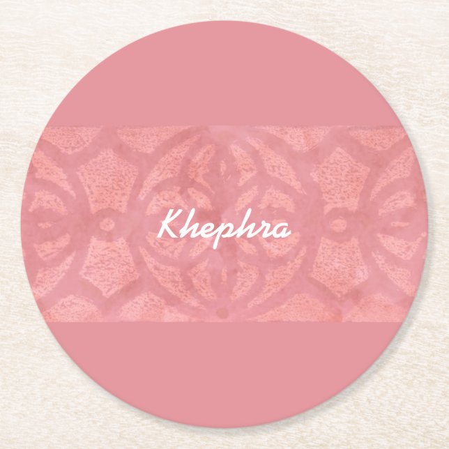 Porta-copo De Papel Redondo Ruddy Pink Batik Name Monogrammed (Frente)