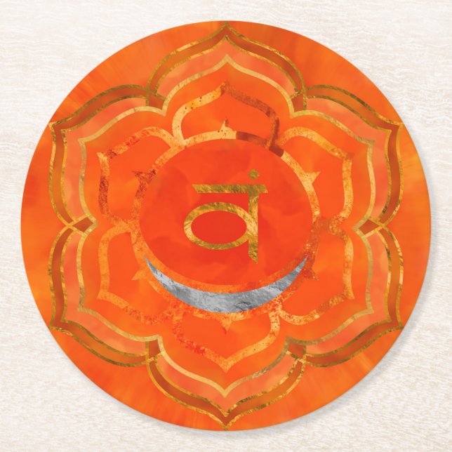 Porta-copo De Papel Redondo Sacral chakra - Svadhisthana (Frente)