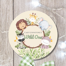 Porta-copo De Papel Redondo Safari Watercolor Wild One 1st Birthday