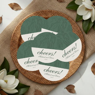 Porta-copo De Papel Redondo Sage Green Saúde Elegante Casamento Personalizado