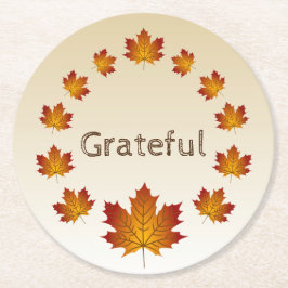 Porta-copo De Papel Redondo Saída de Ação de Graças Folhas Simples Grateful Ma