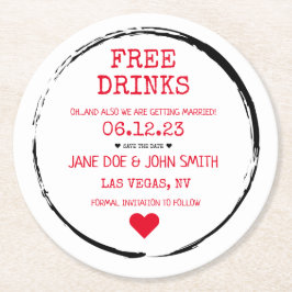 Porta-copo De Papel Redondo Salvar a Porta copos de Data (Vermelho)