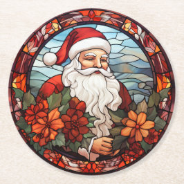 Porta-copo De Papel Redondo Santa Claus Christmas Set of 6 