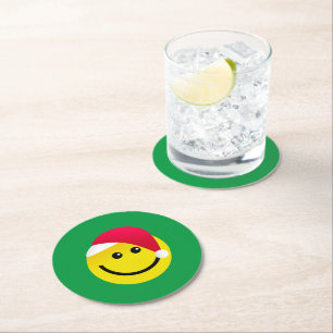 Porta-copo De Papel Redondo Santa Hat Emoji