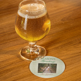 Porta-copo De Papel Redondo Saudações da temporada Gingham Natal