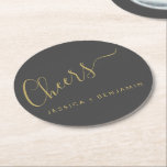 Porta-copo De Papel Redondo Saúde, Dourado e negro minimalista<br><div class="desc">Porta copos de papel de casamento Dourado e preto personalizado</div>
