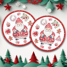 Porta-copo De Papel Redondo Scandinávia Santa Claus Red