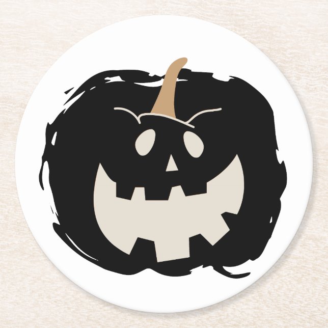 Porta-copo De Papel Redondo Scary Pumpkin (Frente)