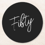 Porta-copo De Papel Redondo Script 50th Birthday Black<br><div class="desc">Crie a sua própria Porta copos de Papel Redondo Preto 50º aniversário! Personalize esta design com seu próprio texto. Você pode personalizar ainda mais este design selecionando o botão "Editar Detalhes",  se desejar.</div>