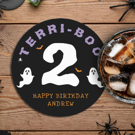 Porta-copo De Papel Redondo Segundo aniversário de Halloween Terri-Boo Twos Gh