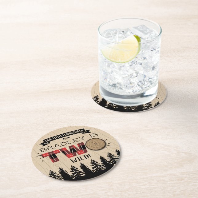 Porta-copo De Papel Redondo Segundo aniversário de Lumberjack Boys, Xadrez da  (Insitu)