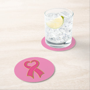 Porta-copo De Papel Redondo Sensibilização do Cancer da Mama