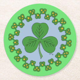 Porta-copo De Papel Redondo Shamrock and Knotwork