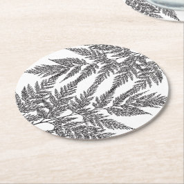 Porta-copo De Papel Redondo Silhuetas da fronda da samambaia da floresta