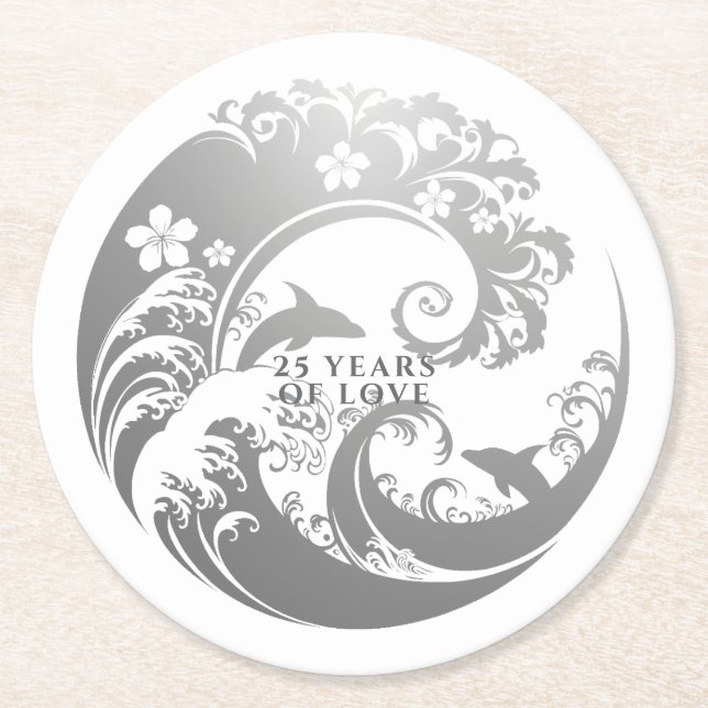 Porta-copo De Papel Redondo Silver Anniversary Gift for Parents (Frente)