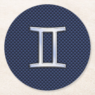 Porta-copo De Papel Redondo Silver Gemini Sinal Zodiac Impressão de Fibra Azul