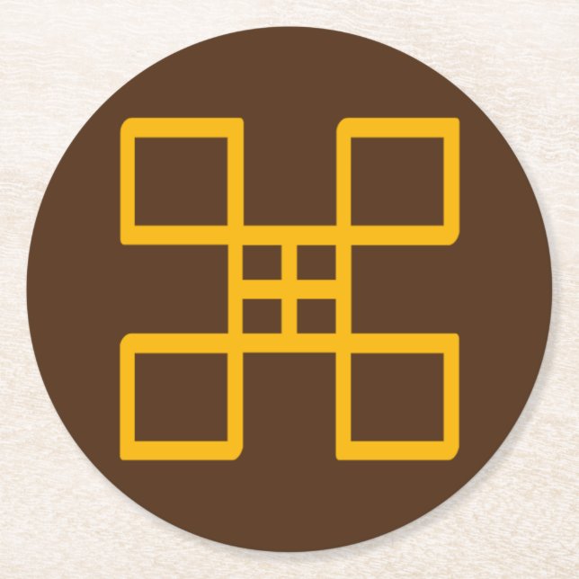 Porta-copo De Papel Redondo Símbolo Africano Adinkra (Excelência) (Frente)