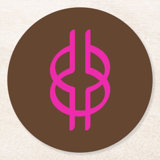 Porta-copo De Papel Redondo Símbolo Africano Adinkra (Inteligência) (Frente)