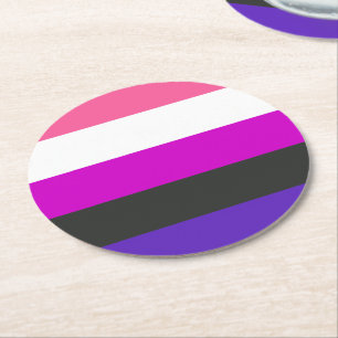 Porta-copo De Papel Redondo Sinalizador do Orgulho Genderfluido