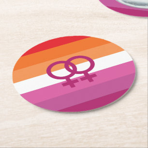 Porta-copo De Papel Redondo Sinalizador do Orgulho Lésbico WLW