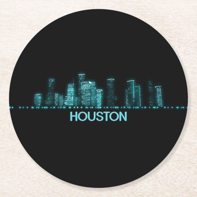Porta-copo De Papel Redondo Skyline Houston (Frente)