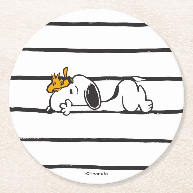 Porta-copo De Papel Redondo Snoopy & Woodstock | Sorriso Rindo (Frente)