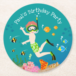 Porta-copo De Papel Redondo Snorkeling com festa de aniversário de aquário tro