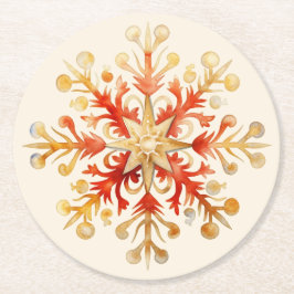 Porta-copo De Papel Redondo Snowflake Christmas Set of 6 