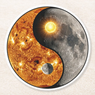 Porta-copo De Papel Redondo Sol e Lua Celestial Yin Yang