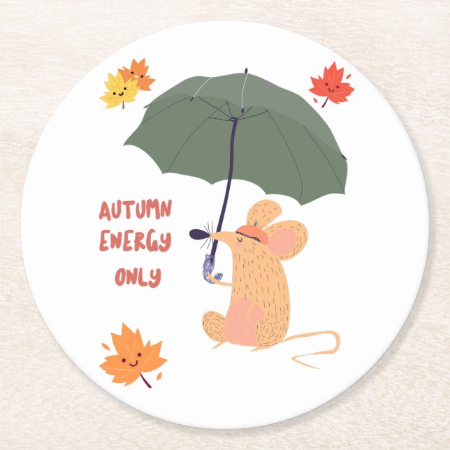 Porta-copo De Papel Redondo Somente energia do outono (Frente)