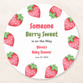 Porta-copo De Papel Redondo Someone Berry Sweet Strawberry Baby Shower 